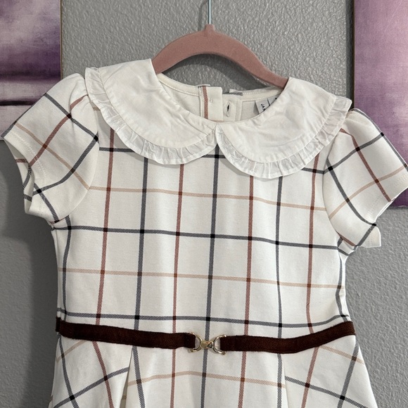 Janie and jack girls dress size 6 white window pane statement collar equestrian - Picture 5 of 9
